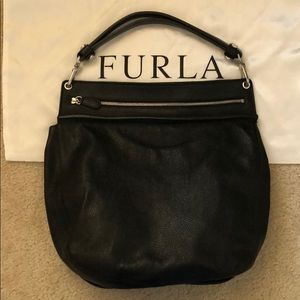 Furla black leather Onyx hobo bag